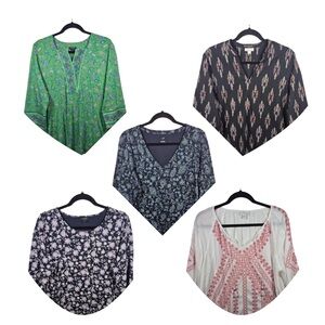 J Jill Tops Womens Large Tunic Blouse Bundle Floral V Neck Lightweight Summer